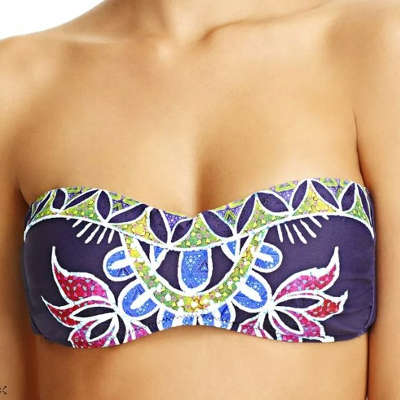 NWT Trina Turk Lotus Batik Bandeau Bikini Top & Reversible Bikini Bottom. 8 - Picture 2 of 10